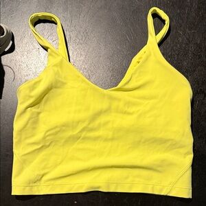 Lululemon Neon Yellow V-Neck Strappy Crop Top size 8
